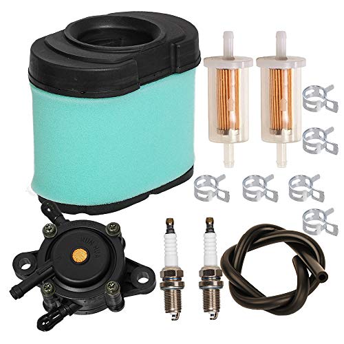 Carkio Air Filter Cleaner Pre-Filter Fuel Filter Spark Plug Fuel Pump Line Kit for Briggs & Stratton 792105 407777 40G777 5405H John Deere MIU11515 GY21057 LA155 L120 L118 Lawn Mower