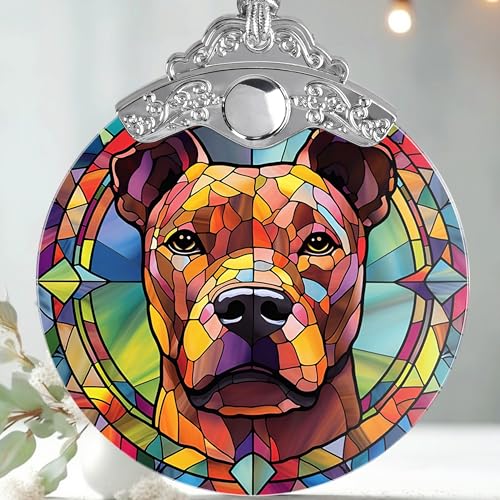 Jocidea Dog Ornament, American Staffordshire Terrier Hanging Ornament - Glass, Christmas, Thanksgiving, Birthday Decorations and Gifts