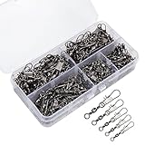 GREATFISHING 200pc Barrel Swivel with Safety Snap Interlock Snaps 100% Stainless Steel