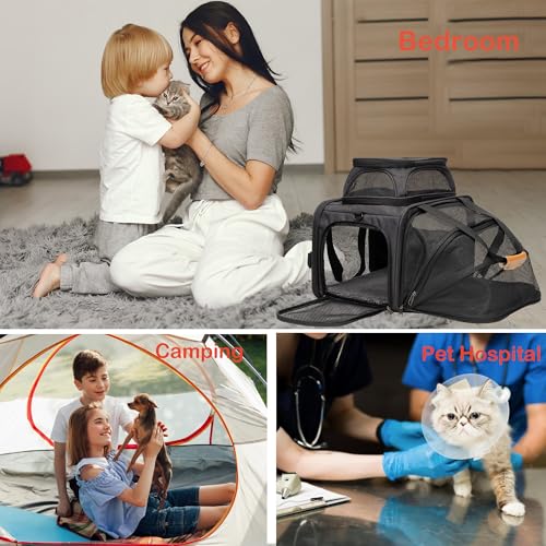 Image of JUNGYOON Cat Carrier, Expandable Airline-Approved Soft-Sided Pet Travel Bag for Cats, Small Dogs & Small Pets, Breathable Mesh Design with Multi-Pockets & Fleece Pad (Dark Grey)