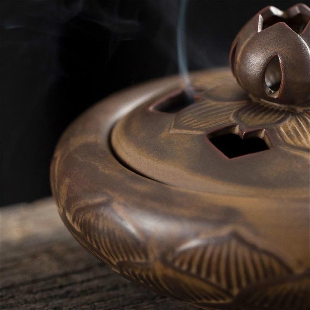 Bruciatore di incenso creativo in ceramica, piccolo, for uso domestico, porta a forma loto, ornamenti decorativi