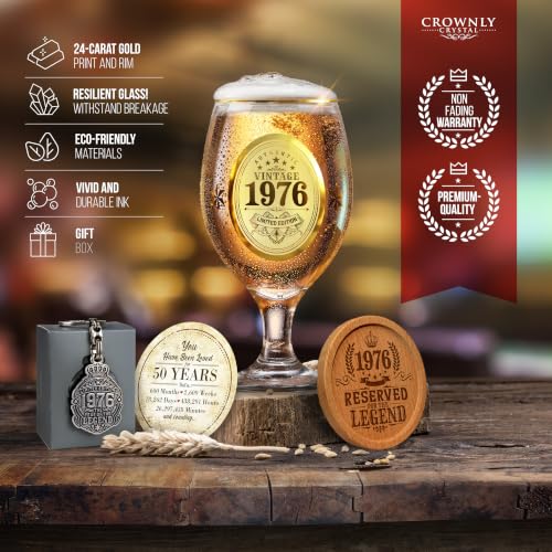 Miniatura 6 de Crownly Crystal 1976 Regalo Hombre 50 Años Copas De Cerveza Personalizadas 570 Ml Decoración Fiesta 50 Cumpleaños Regalos Para Papá