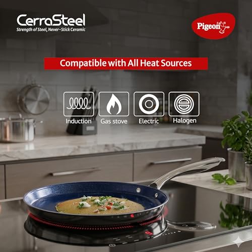 Image of Pigeon Cerrasteel 28cm Ceramic Tawa| Non-Stick| Ceramic Coated| Blue