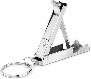 2 in 1 Nail Cutter Bottle Opener, Stainless Steel Mini Foldable Nail Clippers with Keychain