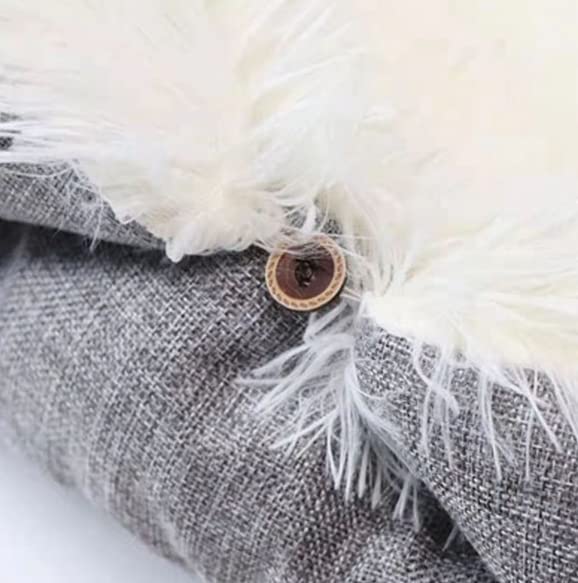 سرير حيوانات اليفة قطيفة ناعم 2 في من هاوهاو للقطط داخل المنزل، اريكة مريحة وامنة للحيوانات الاليفة 51×61 سم، رمادي