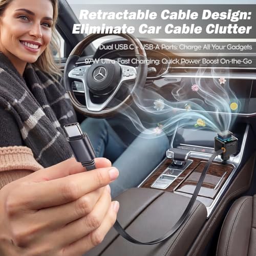 Chargeur de voiture 45W type C rétractable et 3 ports BS-01C - 5
