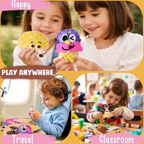Image of Toylink DIY Sewing Kit for Kids Ages 4-12, 12 Dessert Felt Craft Kit with Pre-Punched Holes, Blunt Plastic Needles, Cotton Stuffing - First Sewing Kit STEM Learning Toys for Girls Boys Birthday Gift