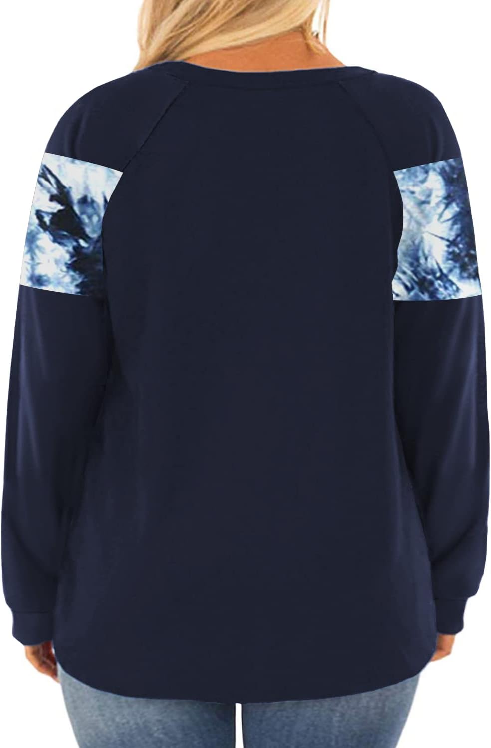 DOLNINE Plus-Size Tops for Women Long Sleeve Floral Color Block Tunics Shirts