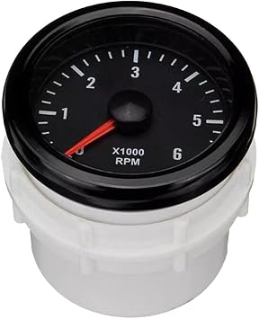 52mm RPM Tacho Gauge, Diesel Engine Tachometer, with Rev Counter Meter for Motor Vehicle Instruments White Black Direct Replacement 12V