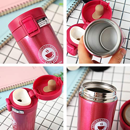 Vaso Termico Café Termo Taza Botella Taza Coche Acero Inoxidable Café Agua Thermos Frascos Termo Cafe Hermetico (Rosa) - Imagen 3