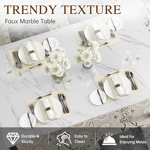 Dining Table Set for 4, Faux Marble Small Kitchen Table Chairs Set…
