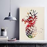 24x30cm Nacnic Affiche á encadrer d\'ananas. Imprimée pour encadrer avec des images de fruits. Affiche de style aquarelle. Format 24x30 Cm, sans cadre.