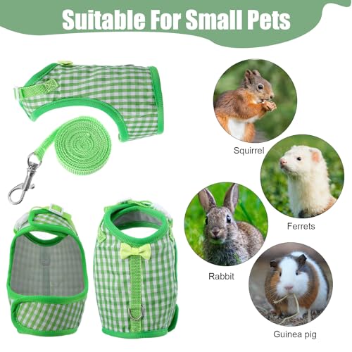 Image of Guinea Pig Harness and Leash, Adjustable Guinea Pig Harness | Elastic Guineas Pigs Leash and Harnes, Ideal for Pet Hamster Squirrel Animals, Safe Pet Supervision, Green Plaid