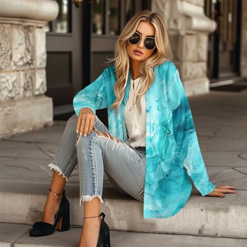 Image of Biyejit Women's Long Sleeve Open Front Cardigan Casual Loose Lightweight Cardigans with Pockets Drape Cardigan