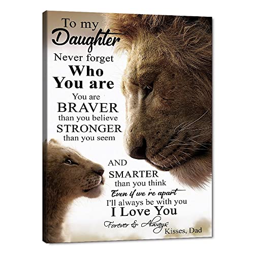 Father's Love Themed Wall Pictures To My Daughter Poster Lion Father and Daughter Artwork HD Print Inspiring Artwork for Study Room Studio Wall Decor Gallery Wrapped Easy to Hang-24 inch x 36 inch by Yatsen Bridge - Used condition - US$43.72