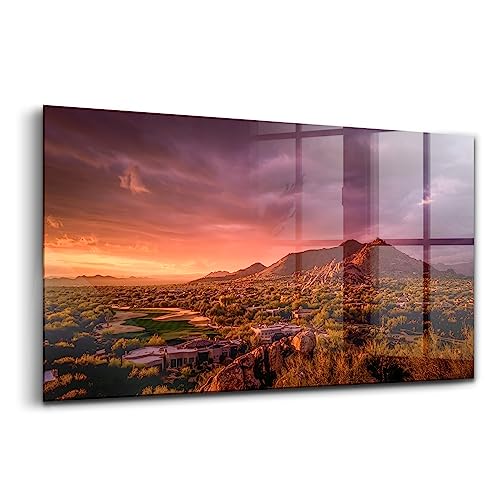 Peinture murale en verre Wallfluent 100x50cm Coucher de soleil Scottsdale