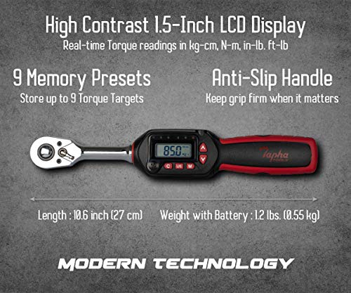 Tapha Tools 3/8 Inch Digital Torque Wrench 3.1-62.7 Ft-Lbs (4.2-85 N-M) Torque Range, Accurate To ±2% Dual Direction, Led And Buzzer Notification, Preset Memory, Iso 6789, Calibrated (Wp3N-T085Bn) #TOP2