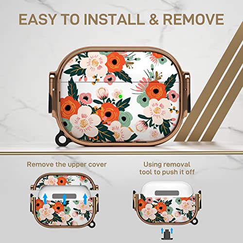 Image of Maxjoy for Airpods Pro 2nd Generation /1st Generation Case with Lock, Flower AirPod Pro 2 Case for Women Men with Keychain Protective Hard iPods Pro Cover for Airpods Pro (2022 /2019), Floral