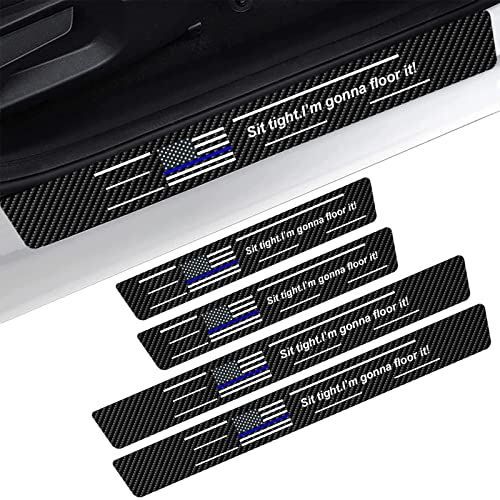 4Pcs Car Door Sill Protector, America Flag Car Door Sill Guards Reflective Carbon Fiber Door Sill Stickers, Usa Flag Scuff Plate Cover, Car Door Steps Protector Car Accessories #TOP8