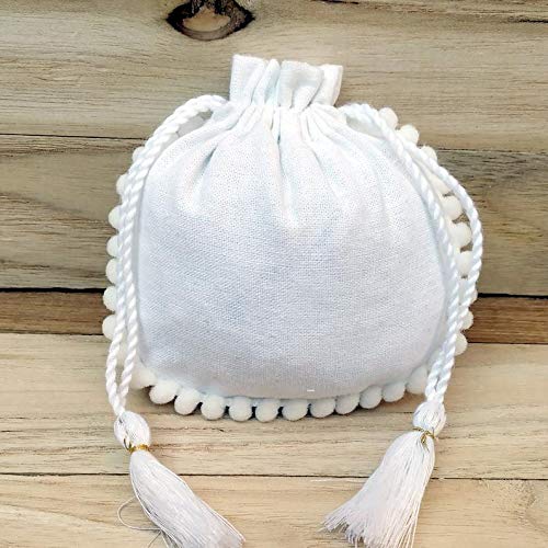 100 Pieces Custom Jewelry Bag Pouch Cotton Bag Pom Pom With Tassel Logo Print Personalize And Sizing Jewelry Coin Purse Bag Gift Bag Jewelry (3X4 Inches, 500 Pieces) #TOP2