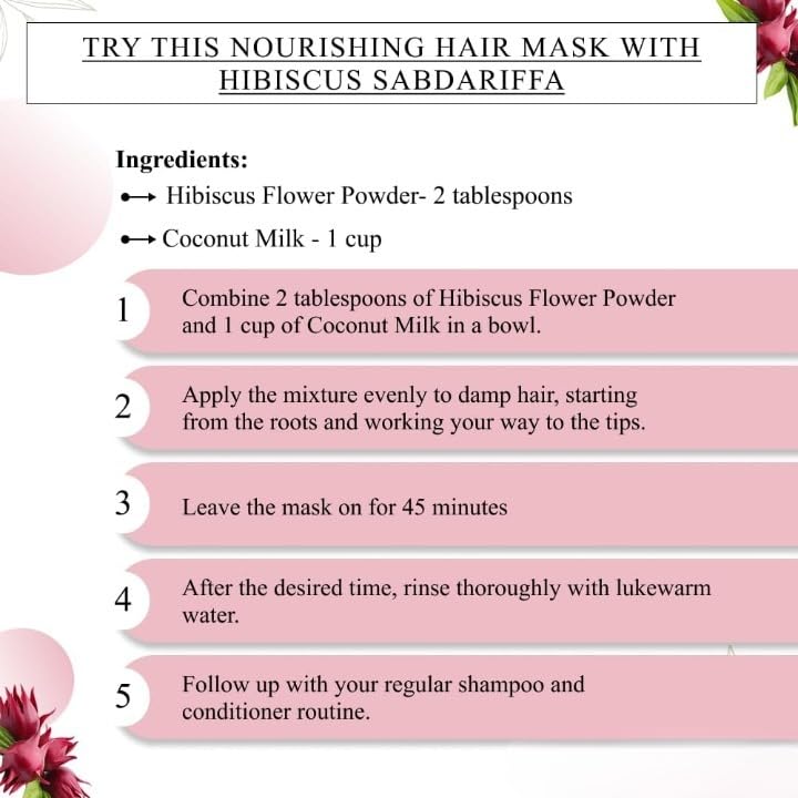 Miniatura 4 de Hibiscus Sabdariffa Flower Powder for Skin Hair and Body Mask I Naturalmente Rico en AHA y BHA I Skin glowingt Face Pack I 100% Puro I 3.53 oz