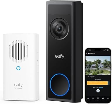 eufy Security Video Doorbell Camera Wireless C31 with Chime, 2K FHD | Dual Power Options, Live Video Call, Easy Installation, Quick-Release Battery, 24/7 Recording, No Monthly Fee