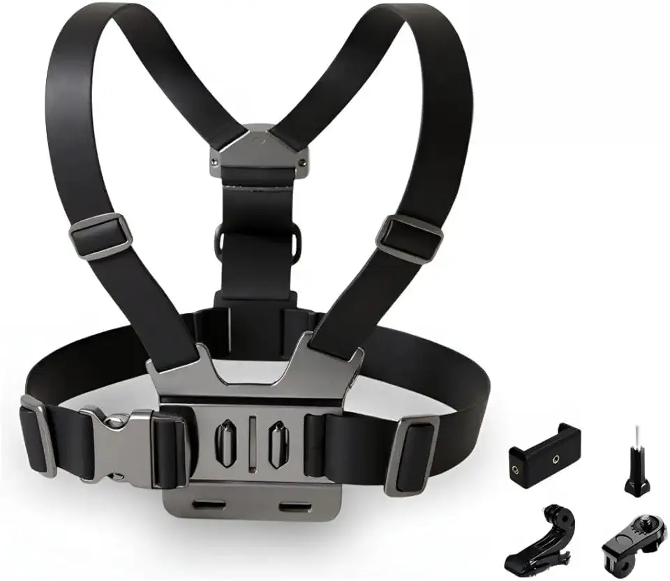 Suporte De Peito Peitoral Ajustável Para Celular Smartphones Compatível Com Câmera GoPro | Chest Band universal Câmera Esportiva Ajustável 360° Colete Para Vídeo E Filmagem Esporte Moto Bike Corrida