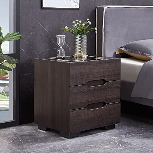 Old Captain Nightstands Wireless Charging Station And Led Lights, Modern End Side Table With 3 Drawer Nightstand Storage Cabinet For Bedroom (2, Dark Brown)¡­ … #TOP1