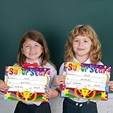 JUESMOS 30PCS Super Star Rewards Award Certificates for Kids Student Kindergarten Preschool Award Certificates of Achievement School Recognition Certificates for Back to School Teacher Supplies