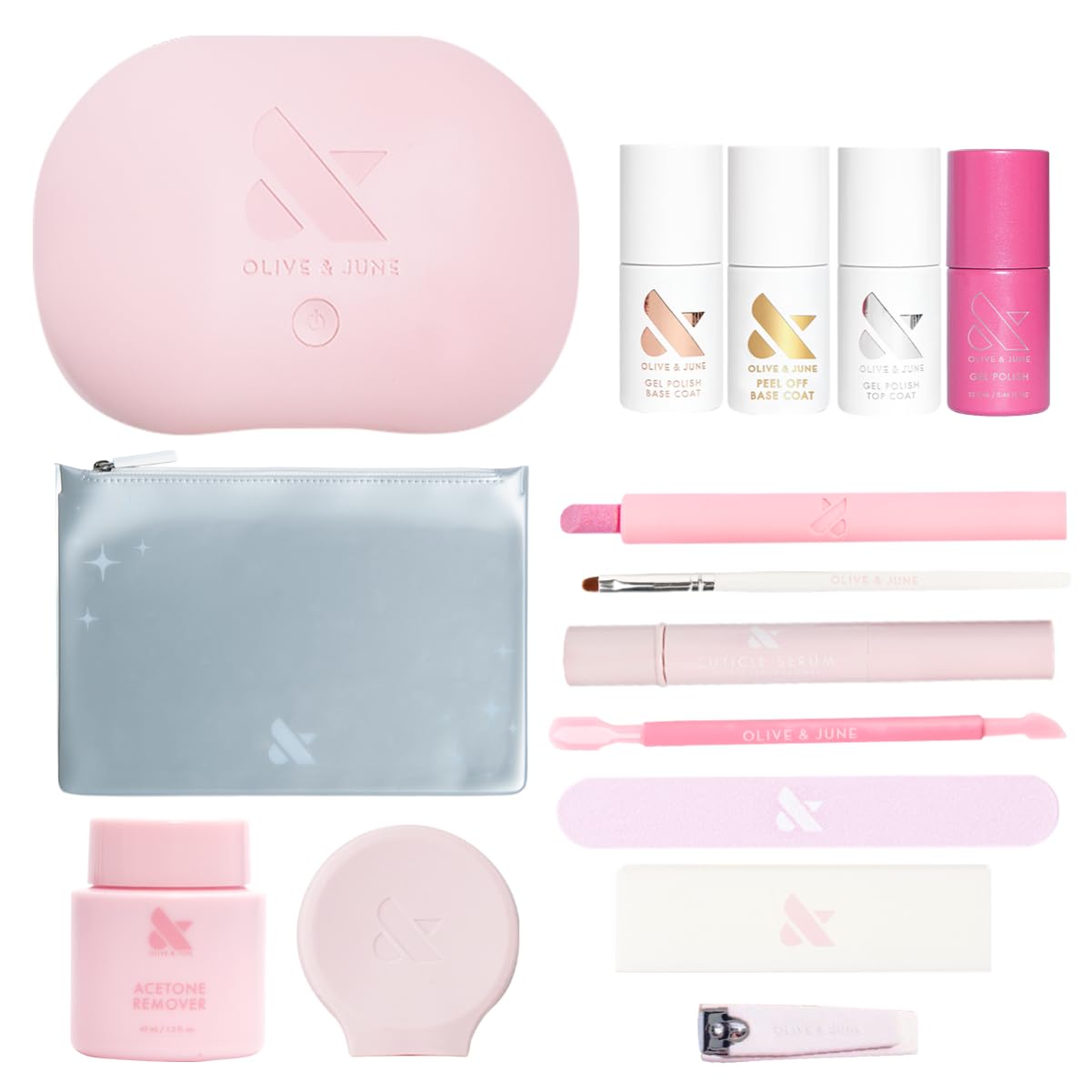 Olive & June Gel Mani System Set | Star Wars: The Mandalorian & Grogu | Includes Nail Tools, Peel-Off & Gel Base Coat, Top Coat, LED Lamp, Cuticle Serum, Remover Pot & Limited Edition Poppy