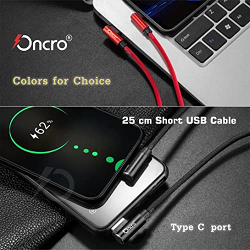 Image of Nylon braided 90 Degree right angle L shape USB cable Data Cable Fast Charging dash warp short type c power bank cable for type c smartphones oneplus nord note mini 25cm use wall charger 4a 6a