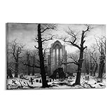 Klosterfriedhof im Schnee von Caspar David Friedrich, Poster, ästhetischer Druck, Kunstdruck, Leinwand, moderne Schlafzimmerdekoration, 30 x 45 cm