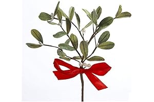 Kurt Adler Artificial Mistletoe Pick with Red Bow