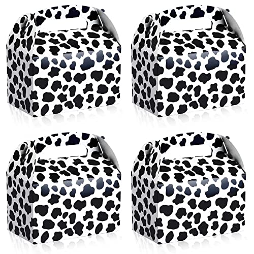 Epakh 24 Pack Cow Print Treat Boxes with Handles, Party Favor for Kids