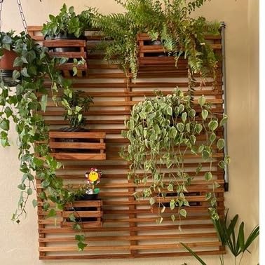 Jardim Vertical Madeira 60x50 Modular 1 Unid Horta Treliça