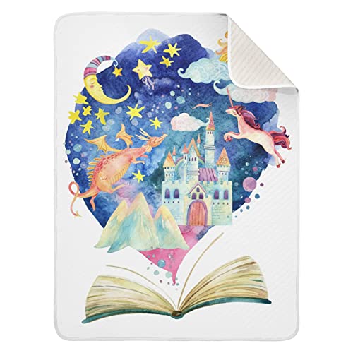 Image of Swaddle Blanket Fairy Tale World Book Cotton Blanket for Infants, Receiving Blanket, Lightweight Soft Swaddling Blanket for Crib, Stroller, Nursery Blankets, Magical, 30x40 in