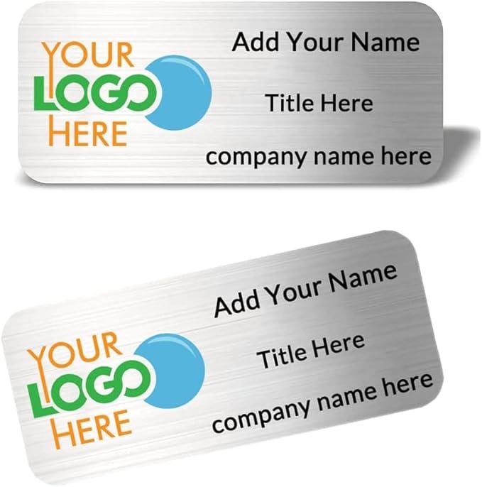 2Pcs Custom Engraved Name Tag Badges Personalized