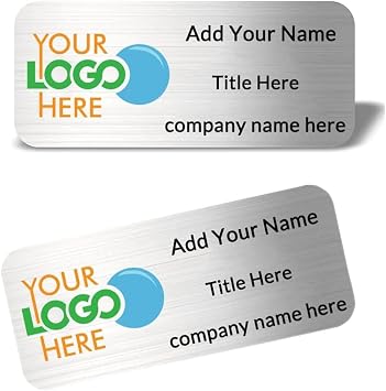 2Pack Custom Engraved Name Tag Badges Personalized Identification with Pin or Magnetic Backing, Metal Name ID for Clothing Brushed Silver Plates for Business or Employees