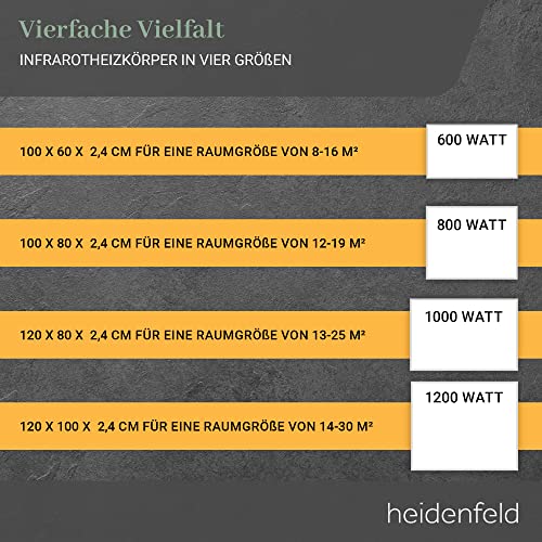 Infrarotheizung 1200 Watt Heidenfeld HF-HP110 für Räume bis 19 m²