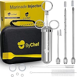 Meat Injector Syringe Stainless Steel Food Injection Kit for meat With 3 Needles-BBQ Smoking Sauce injector Set for Injectable Marinade- Professional Leak Tight Flavor Booster In Turkey And Poultry