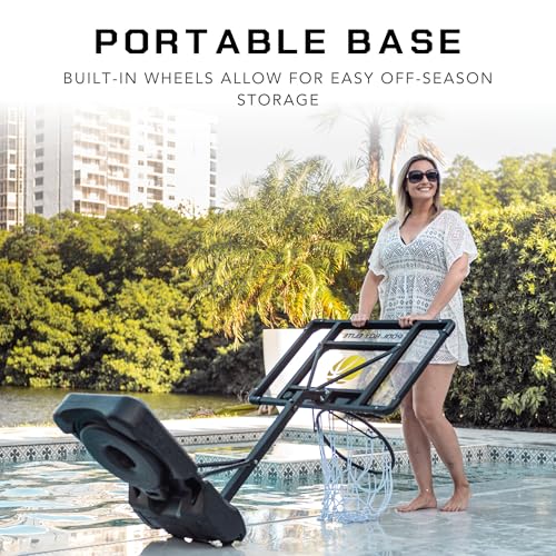 POOL BOY SPORTS - Pool Basketball Hoop - Set Includes 3X Composite Leather Basketballs, Air Pump, & Tools - Adjustable Poolside Basketball Hoop - Made for Kids, Teens, & Adults