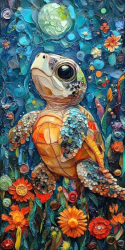 Paint by numbers de tortuga 30x60cm para manualidades con pintura acrílica