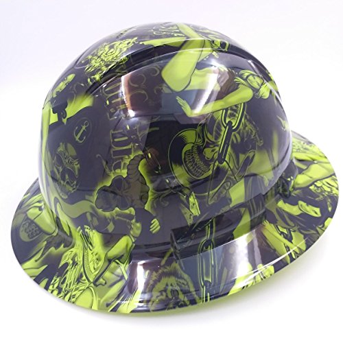 Wet Works Imaging Customized Pyramex Full Brim Green Biker Babes Hard Hat With Ratcheting Suspension #TOP2