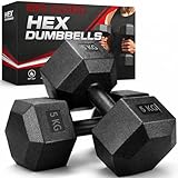 Hex Dumbbells Set Hand Weights, Plastic Dumbells Pair For Workouts Dumbbell Set For Home Training & Gym Free Weights Set, Anti Slip & Anti Roll (10KG (2x 5KG))