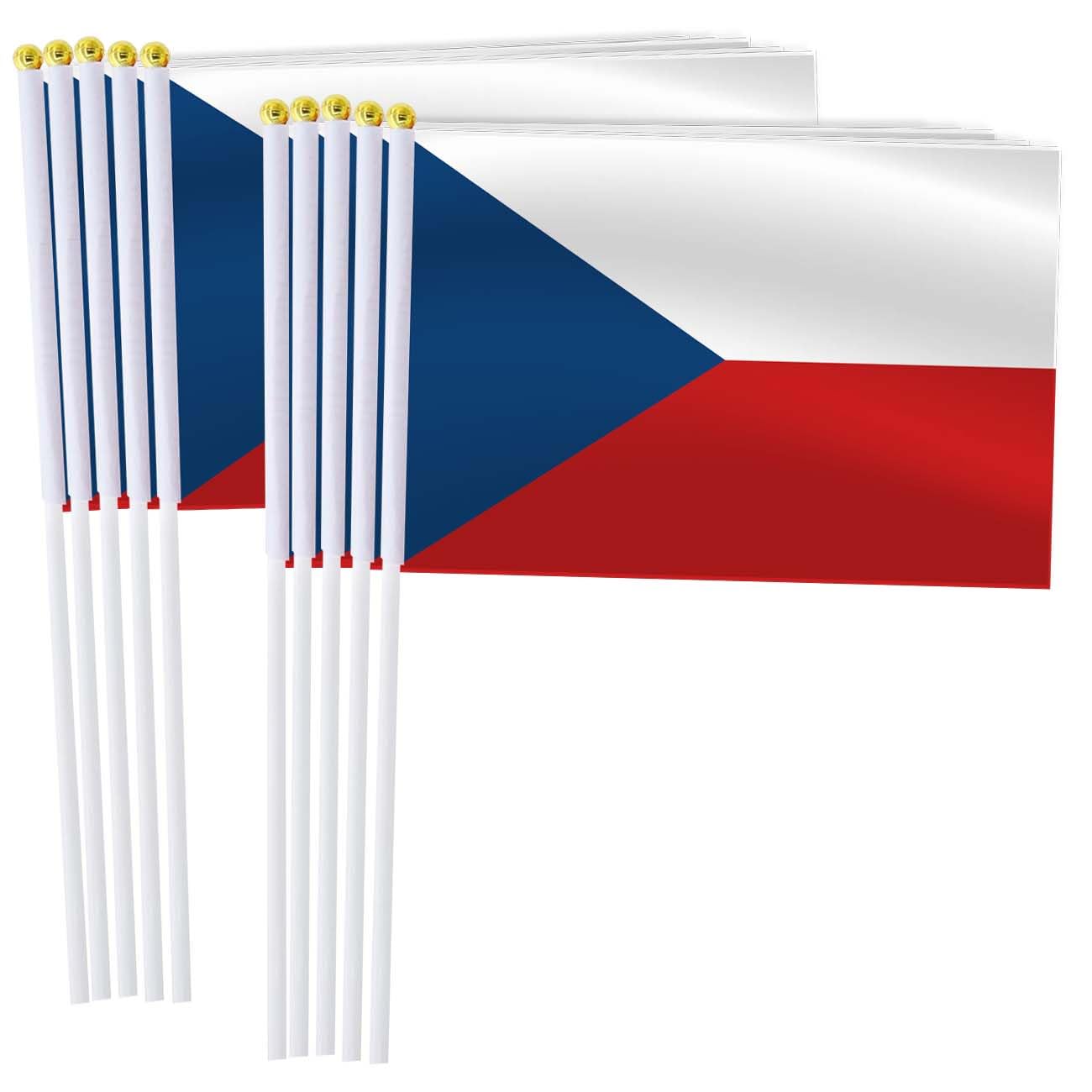 25 Pack Czech Handheld Small Flag,Mini Czech Hand Held Miniature Stick Decor โ image 1