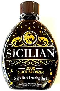 The Sicilian 200X Dark Black Bronzer Tanning Lotion - BEST for Glowing Skin - Gradual Bronzing & Sunless Self Tanner Lotion - Luxurious Sunless Body Tanning Lotion Nourishes Skin