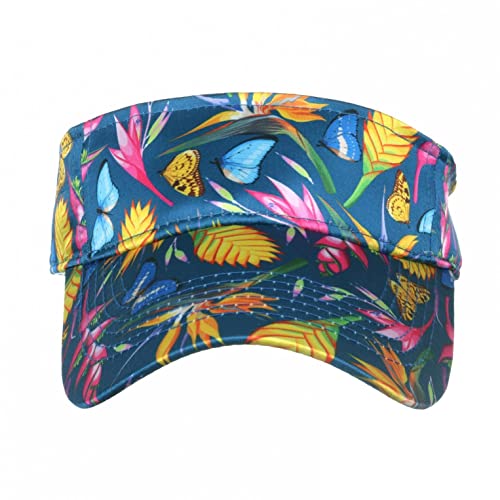 Summer Floral Print Sun Visor Hat For Women Men Wide Brim Running Tennis Golf Sports Visor Adjustable Lightweight #TOP1