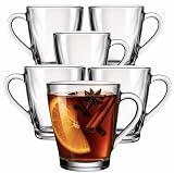 OMAGO® Zestaw 6 szklanek, szklanki z uchem, idealne na kawę, herbatę, zioła, małe szklanki, 250ml, do codziennego użytku