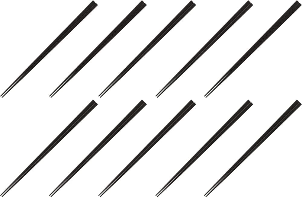 Fukui Craft Chopsticks, PBT Resin Chopsticks, Made in Japan, Dishwasher Safe, Slim, Square Chopsticks, Black, 9.3 inches (23.5 cm), Made in Japan (10 Pairs)