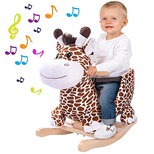 Bakaji Giraffa A Dondolo Cavalcabile Peluche Con Seduta Giocattolo Per Bambini Con Effetti Sonori Maniglie E Cintura Di Sicurezza - 2
